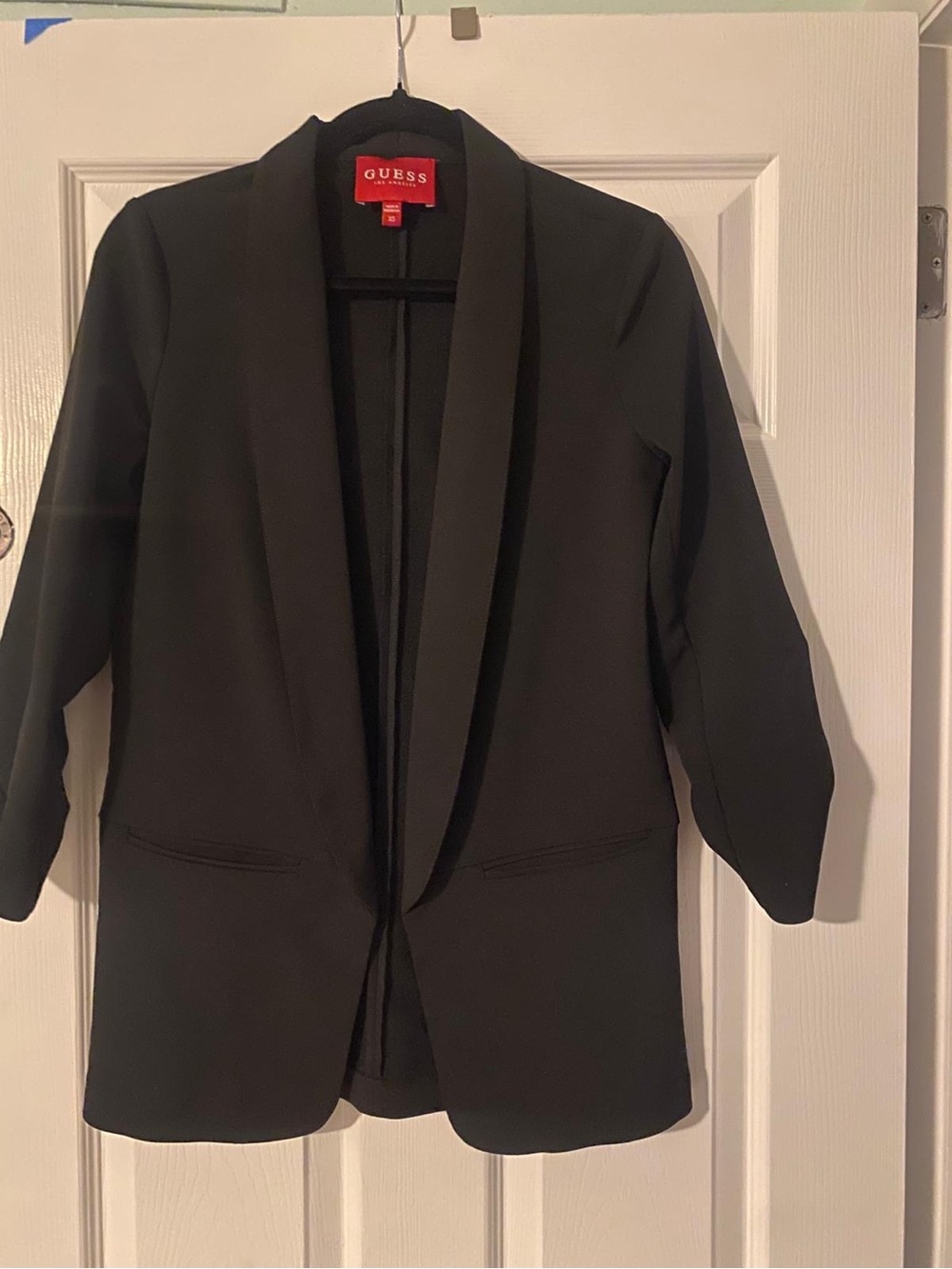 GUESS Black Open Shawl Collar Blazer Jacket